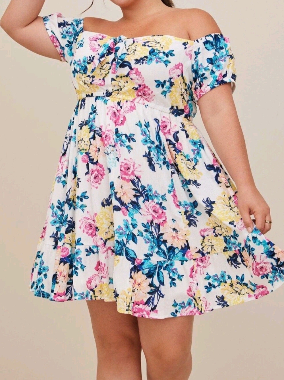 NWT Torrid 1 Plus Size Summer Escape Floral Tie-Front Minidress Size 1X 14 16